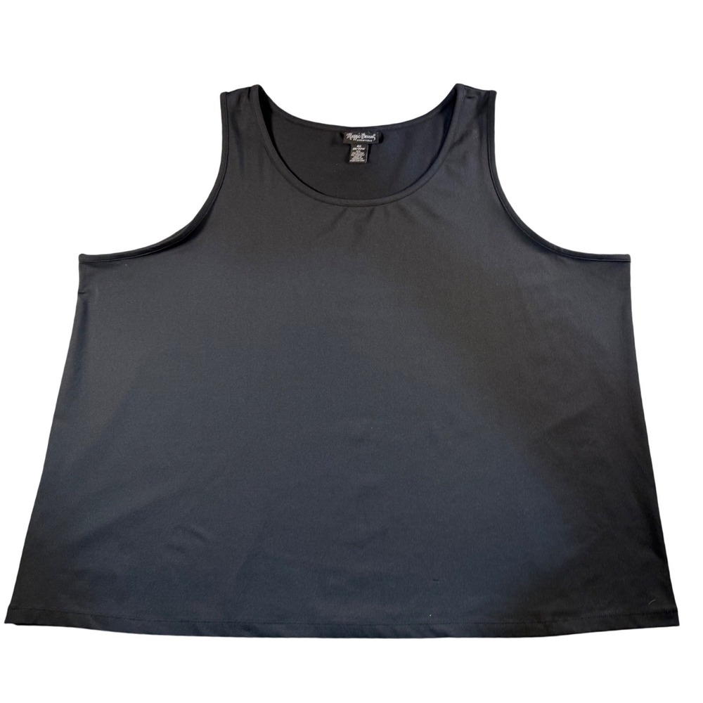Maggie Barnes Tank Top Womens 4X Solid Basic Black Stretch Scoop Neck Sleeveless - Picture 2 of 4